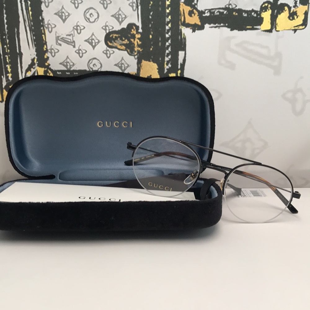 Authentic Gucci GG0682O 001 Eyeglasses – Black Semi-Rimless Round Frame - Picture 10 of 12